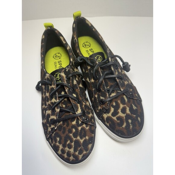 Sperry Women’s Crestvibe Seacycled Animal Leopard Print Sneakers Sz 6 New - Picture 1 of 8